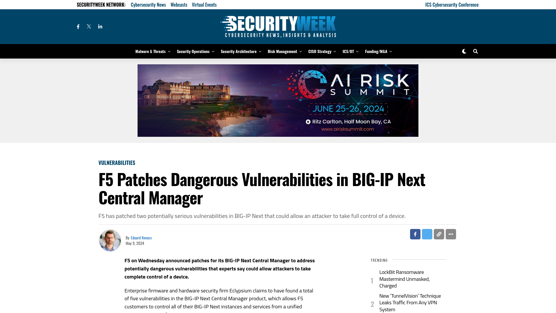 F5 Patches Dangerous Vulnerabilities in BIG-IP Next Central Manager - SecurityWeek