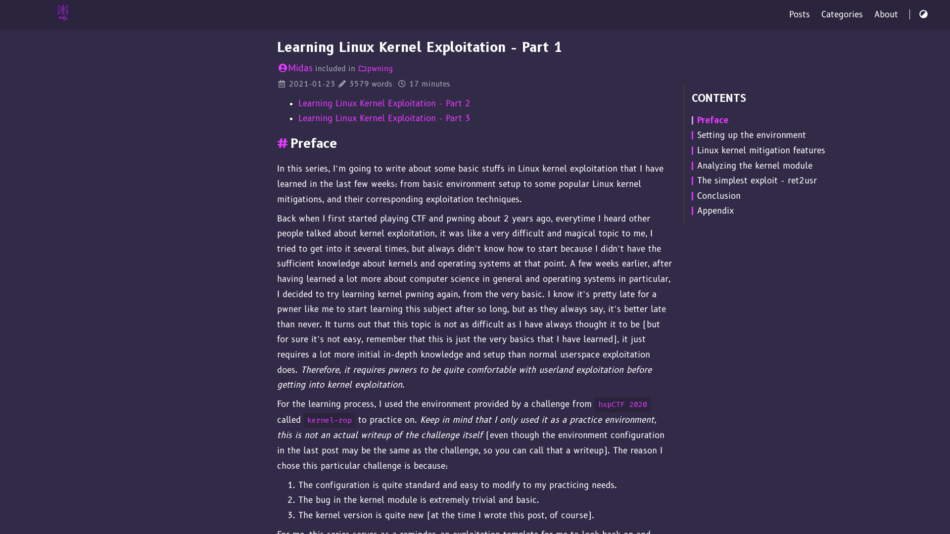 Learning Linux Kernel Exploitation - Part 1 - Midas Blog