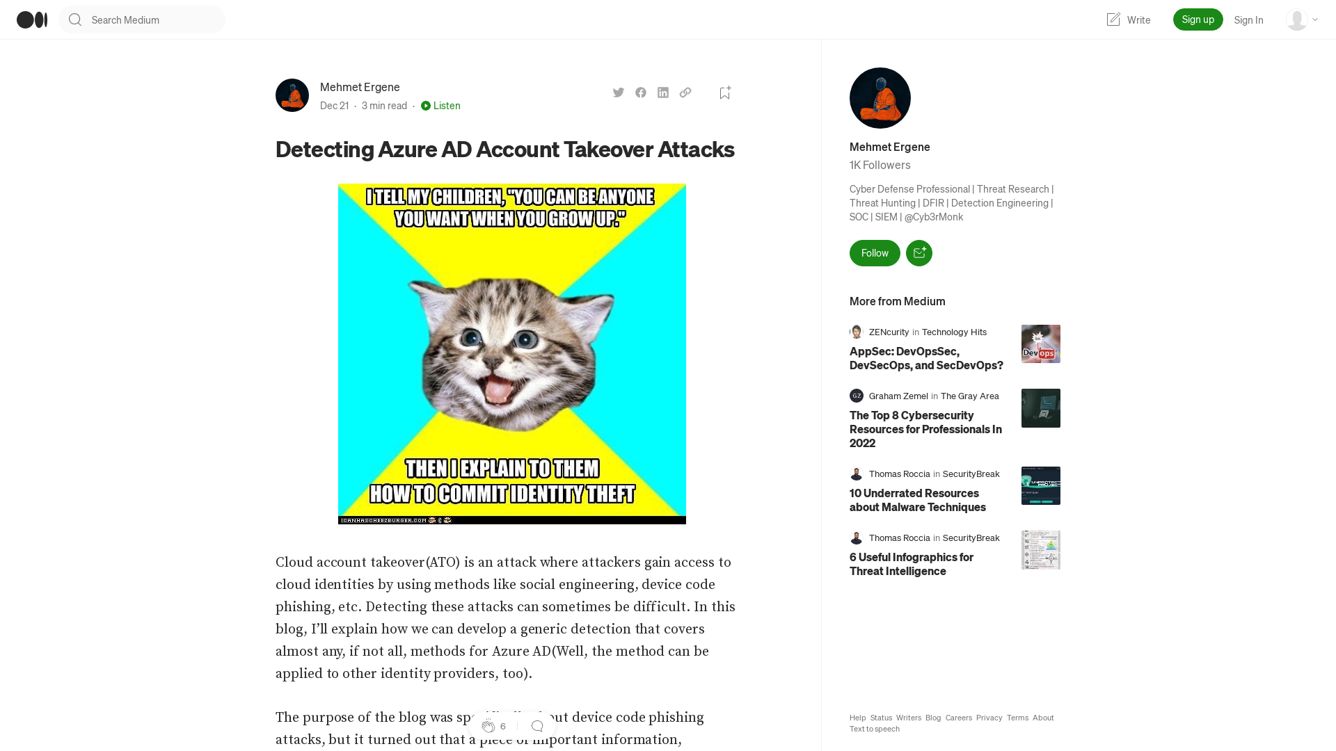 Detecting Azure AD Account Takeover Attacks | by Mehmet Ergene | Dec, 2022 | Medium