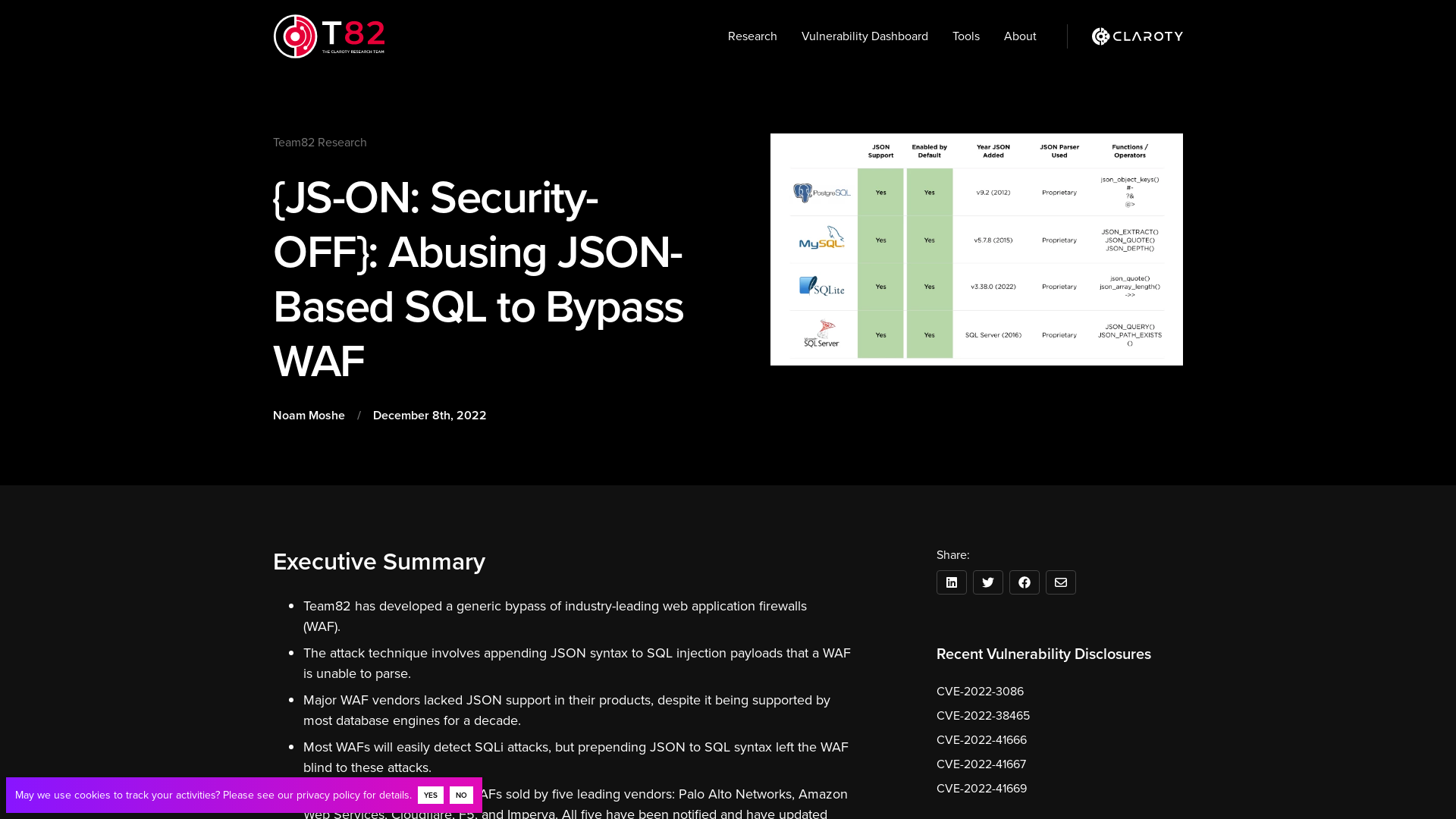 {JS-ON: Security-OFF}: Abusing JSON-Based SQL to Bypass WAF | Claroty