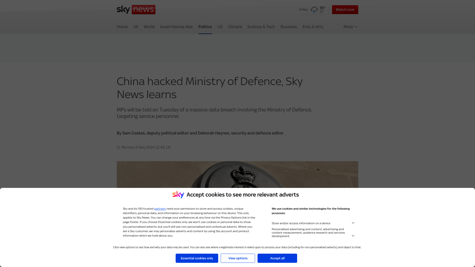 China hacked Ministry of Defence, Sky News learns | Politics News | Sky News