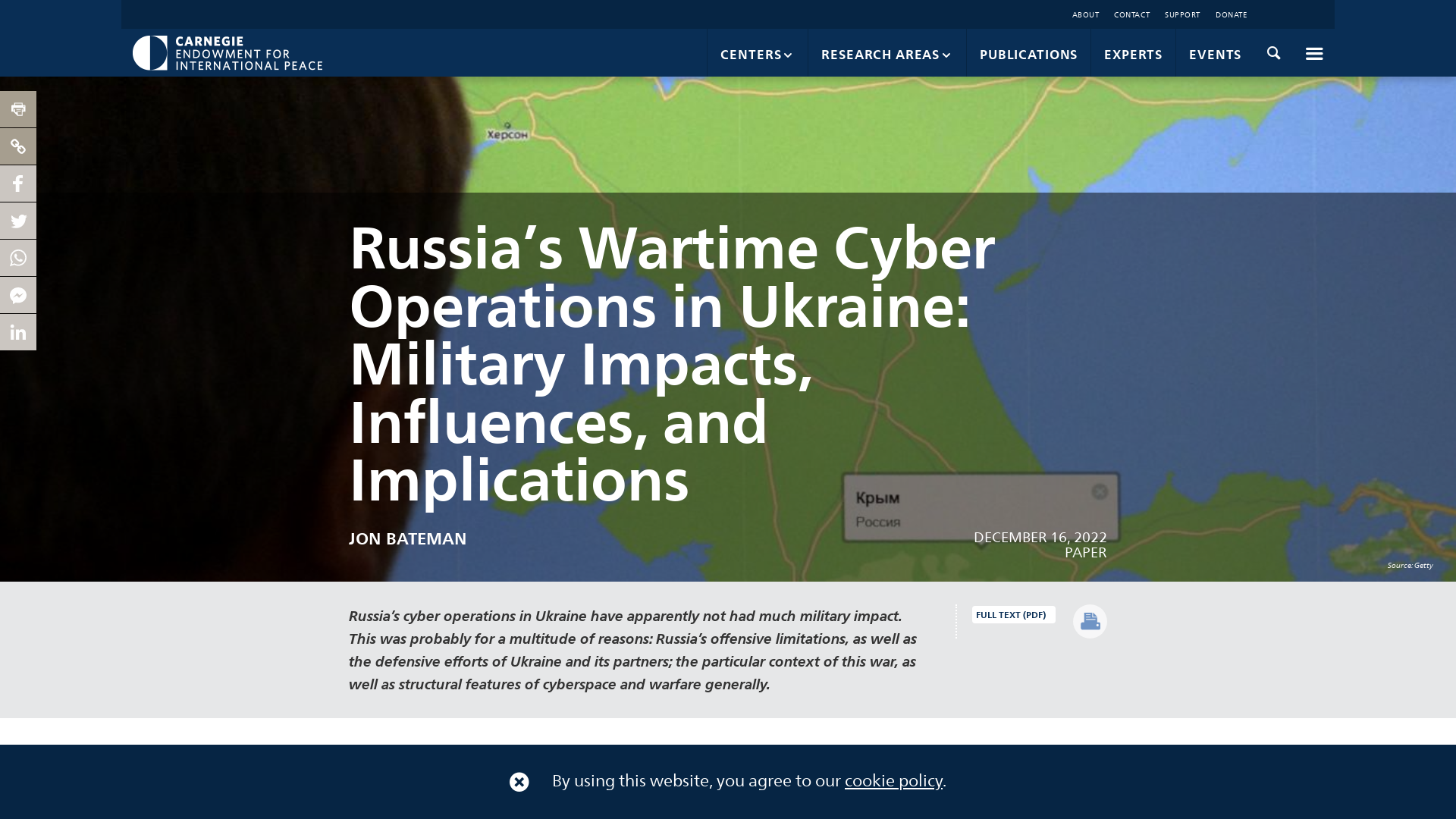Russia’s Wartime Cyber Operations in Ukraine: Military Impacts, Influences, and Implications - Carnegie Endowment for International Peace