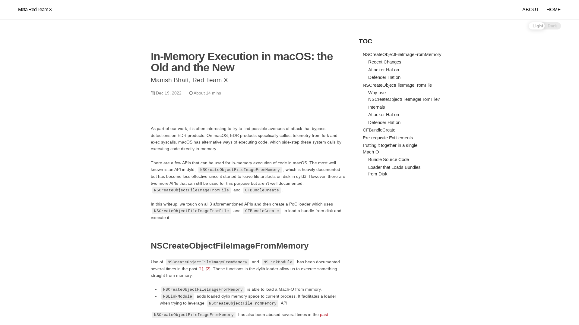 In-Memory Execution in macOS: the Old and the New | Meta Red Team X