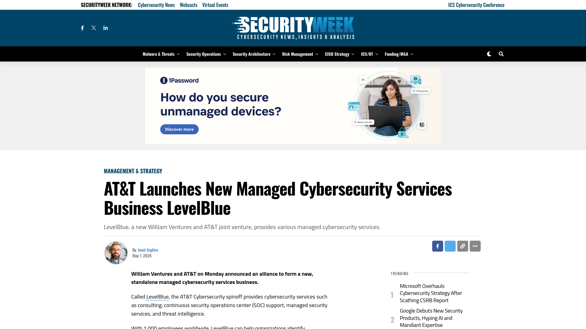 AT&T Launches New Managed Cybersecurity Services Business LevelBlue - SecurityWeek