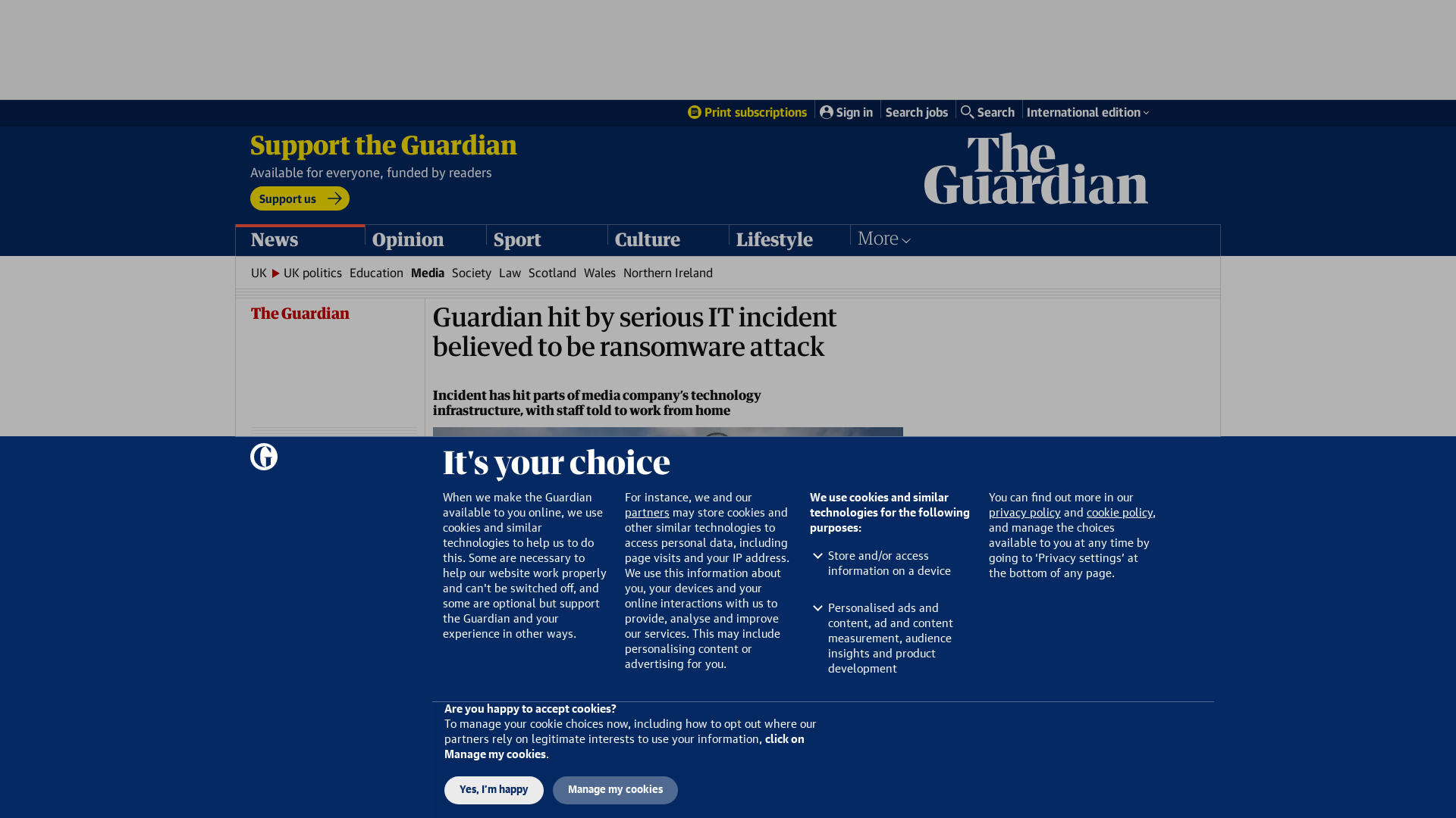 Guardian hit by serious IT incident believed to be ransomware attack | The Guardian | The Guardian