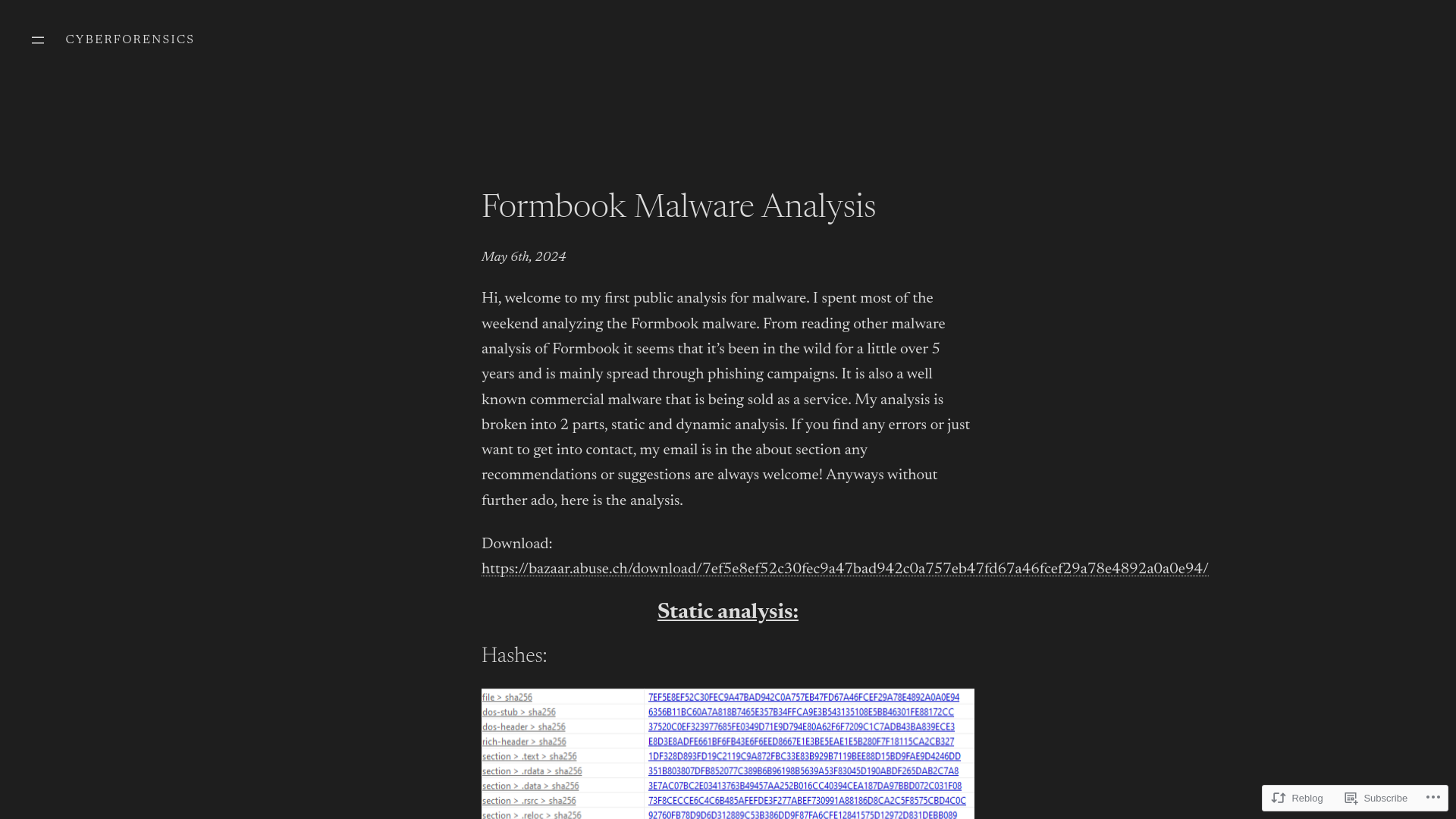 Formbook Malware Analysis – CyberForensics