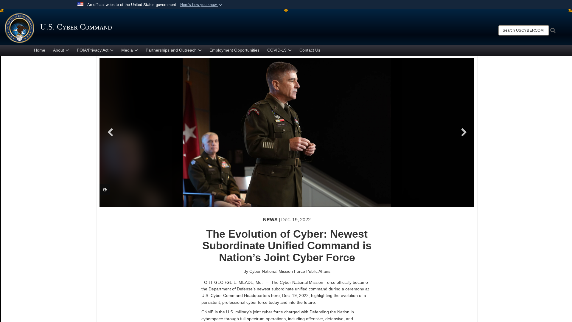The Evolution of Cyber: Newest Subordinate Unified Command is Nation’s Joint Cyber Force > U.S. Cyber Command > News