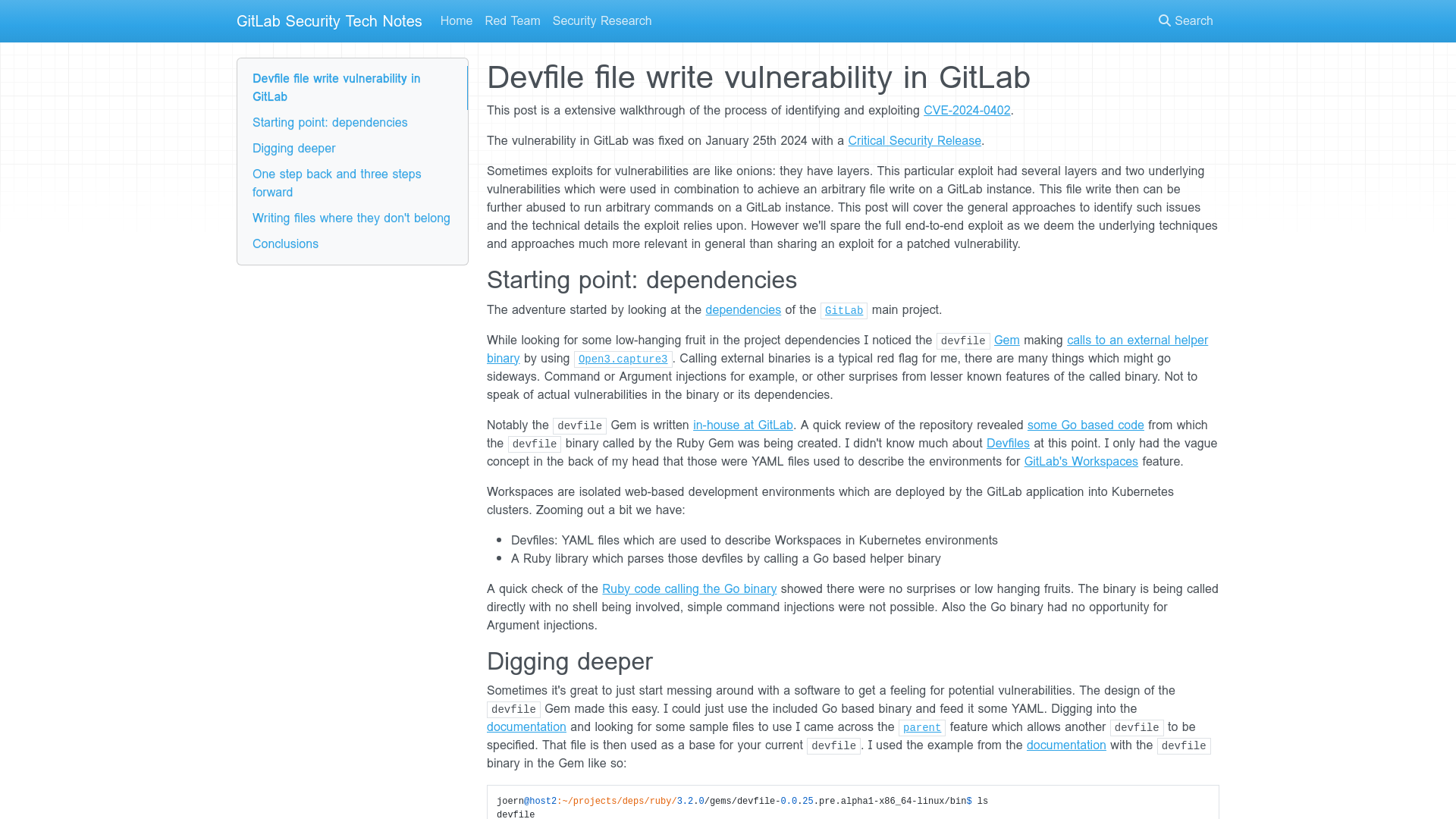 Devfile file write vulnerability in GitLab - GitLab Security Tech Notes