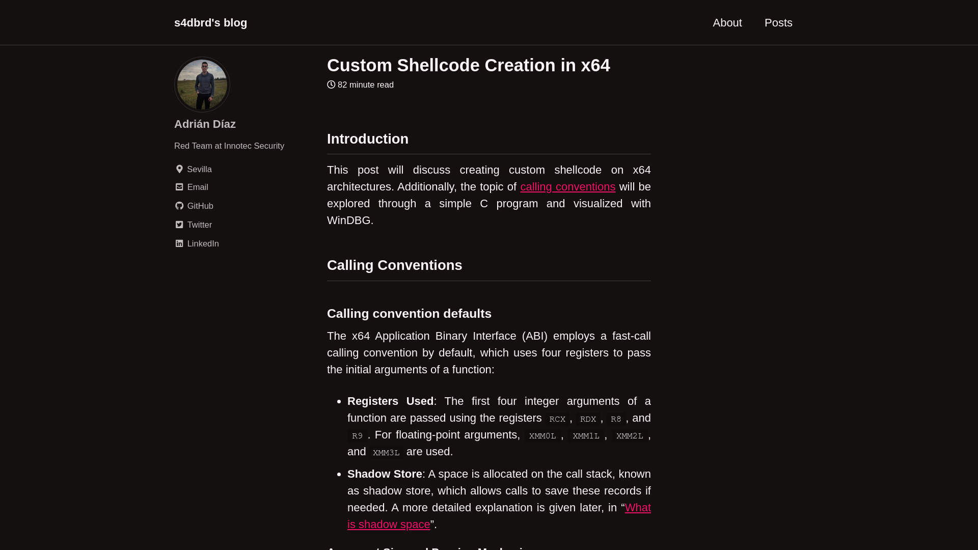 Custom Shellcode Creation in x64 | s4dbrd’s blog