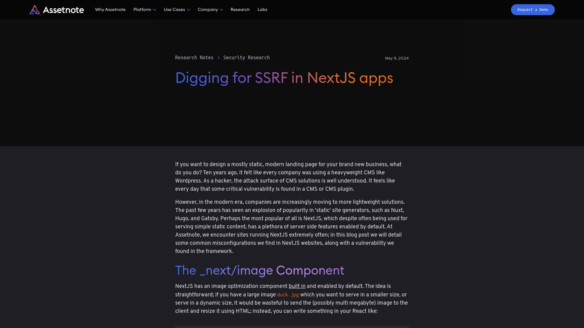 Digging for SSRF in NextJS apps