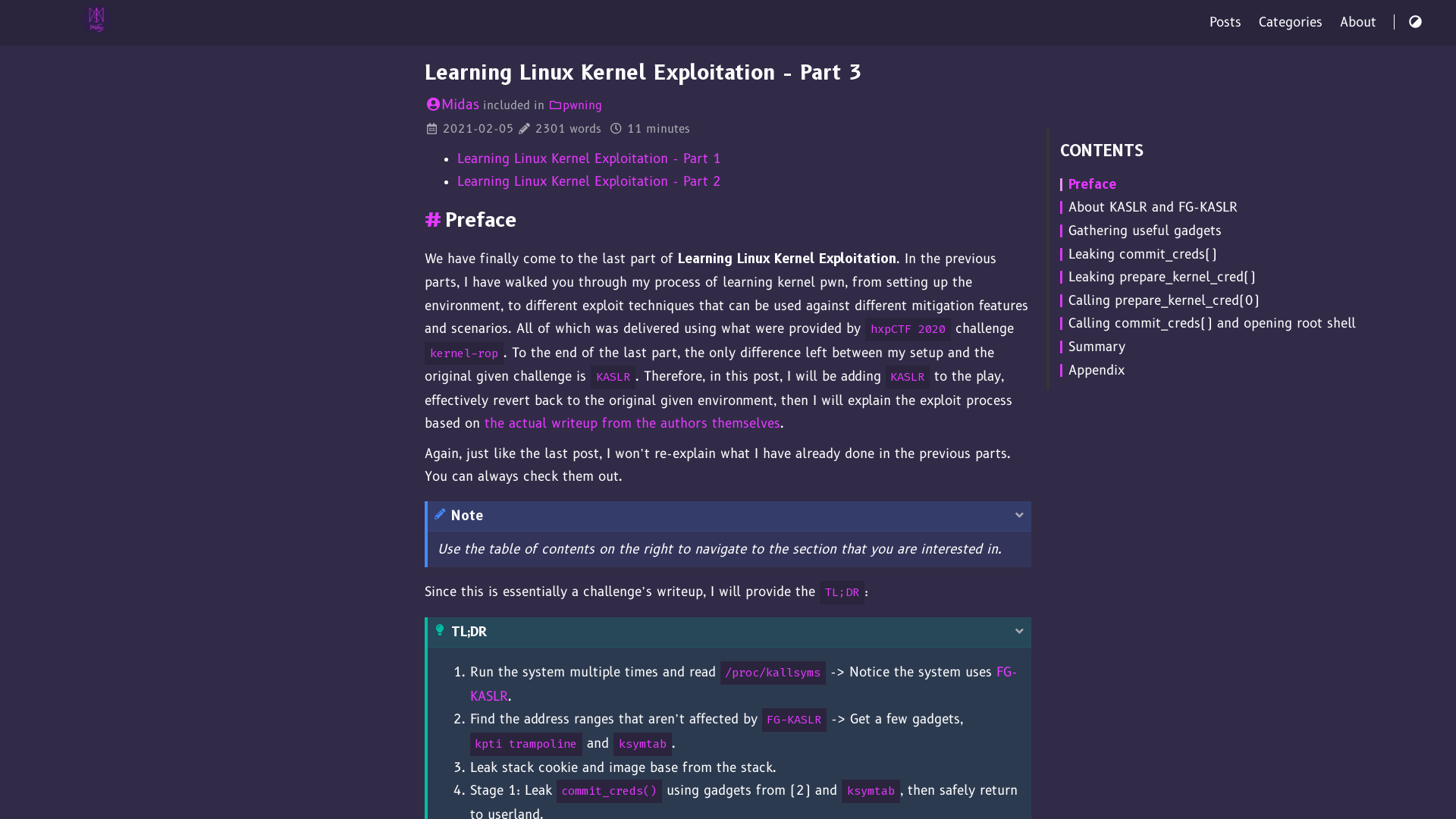 Learning Linux Kernel Exploitation - Part 3 - Midas Blog